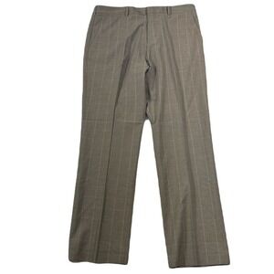 Perry Ellis Dress Pants Mens 33x30 Dark Beige‎ Window Modern-Fit NEW